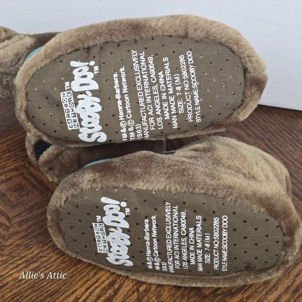 Kids Scooby-Doo Slippers Size 7-8 M Vintage Plush Cartoon Network Boys Girls